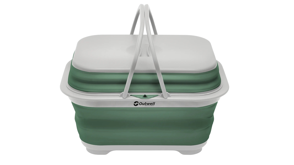 [651131] Lavoir avec poignée, couvercle et drain Collaps Shadow Green Outwell
