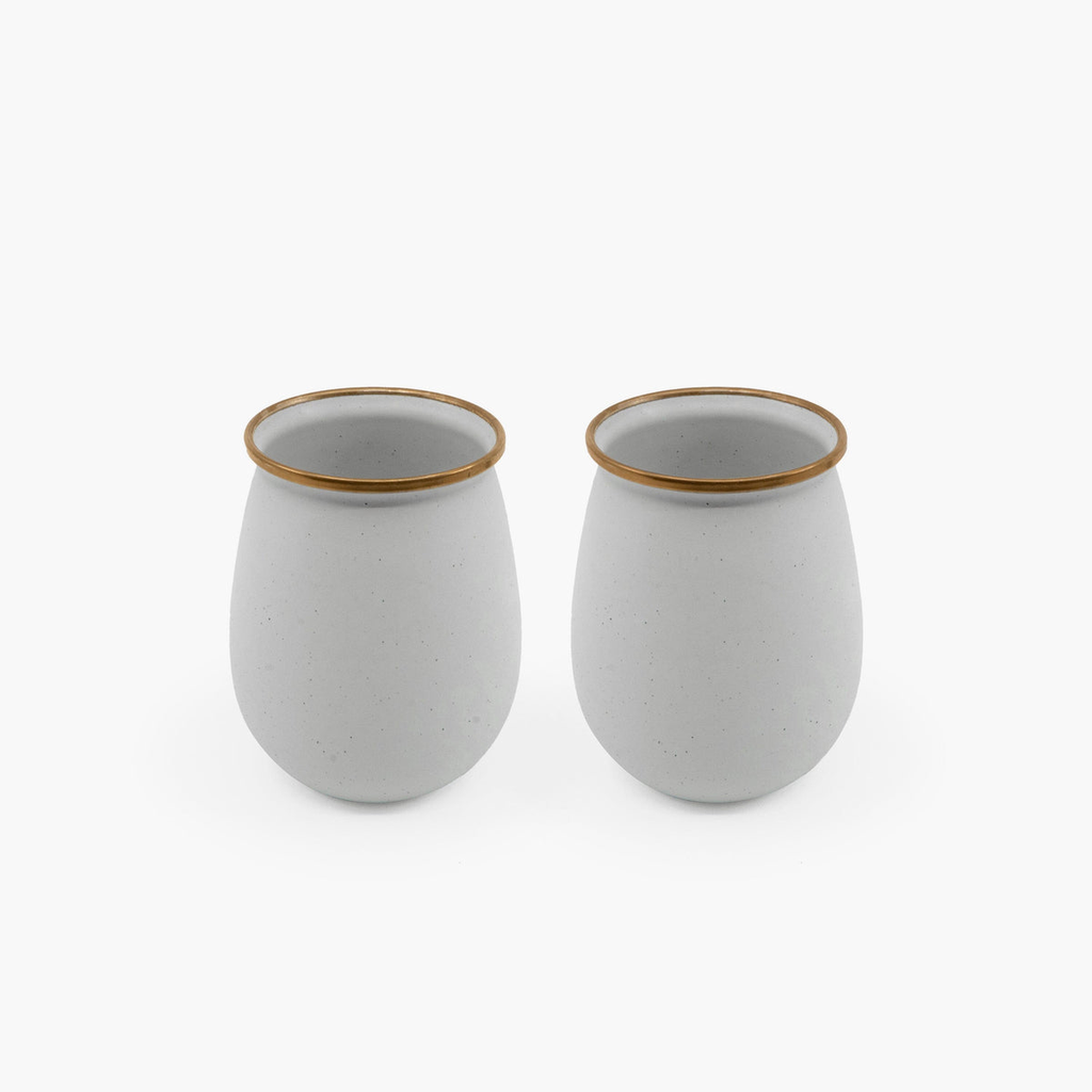 [CKW-387] Becher aus Emaille, 2er Set, eggshell Barebones