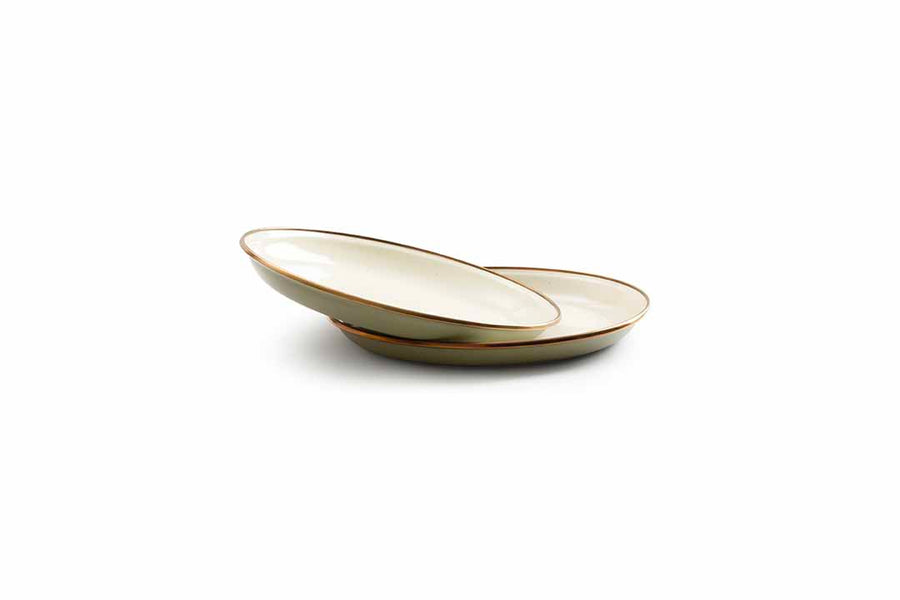 [CKW-1028] Emaille-Salatteller, 2er Set, Olive Drab, Barebones