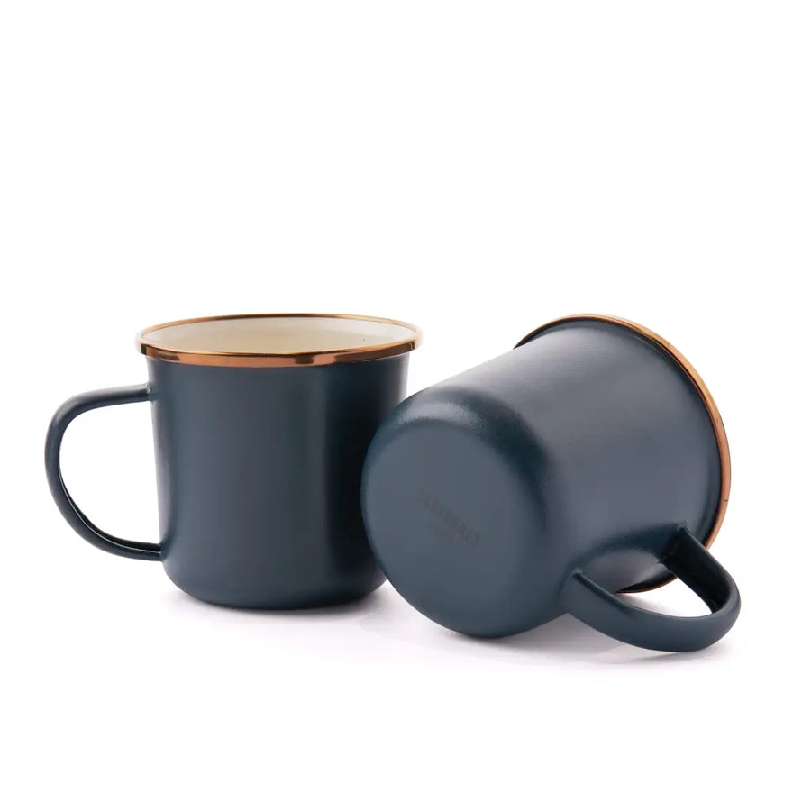 [CKW-1033] Tasses en émaille bicolore, set de 2, indigo blue, Barebones